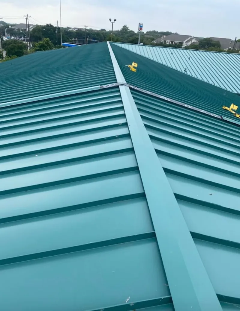 Green commercial metal roof ridge and valley for Metal Roof Repair in Texarkana